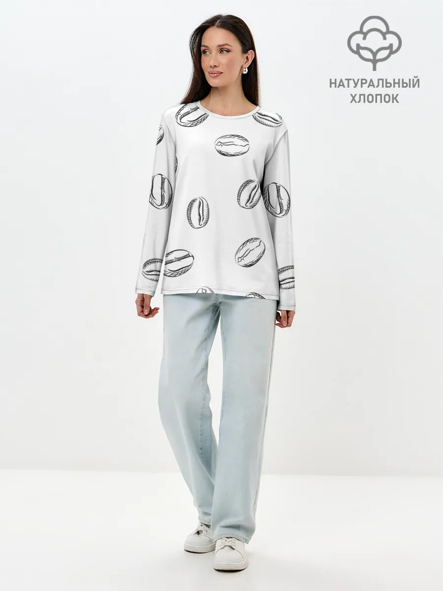 Лонгслив женский. Хлопок / Кофейные зёрна