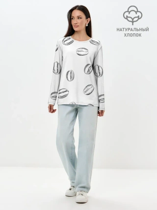 Лонгслив женский. Хлопок / Кофейные зёрна