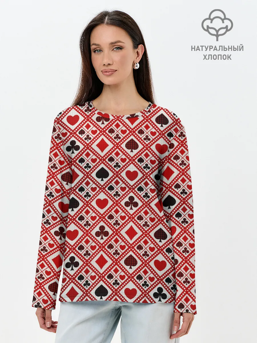 Лонгслив женский. Хлопок / Картёжник