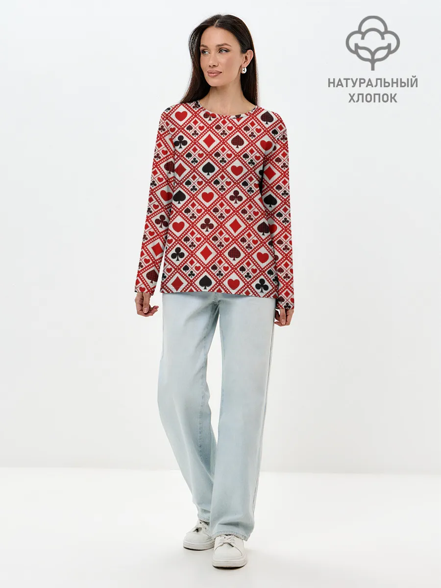 Лонгслив женский. Хлопок / Картёжник
