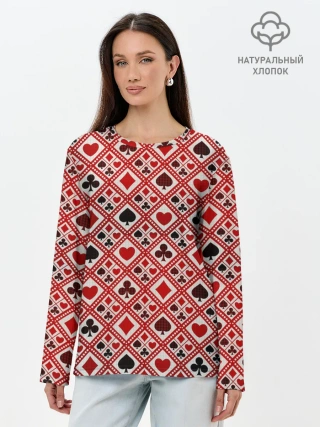 Лонгслив женский. Хлопок / Картёжник