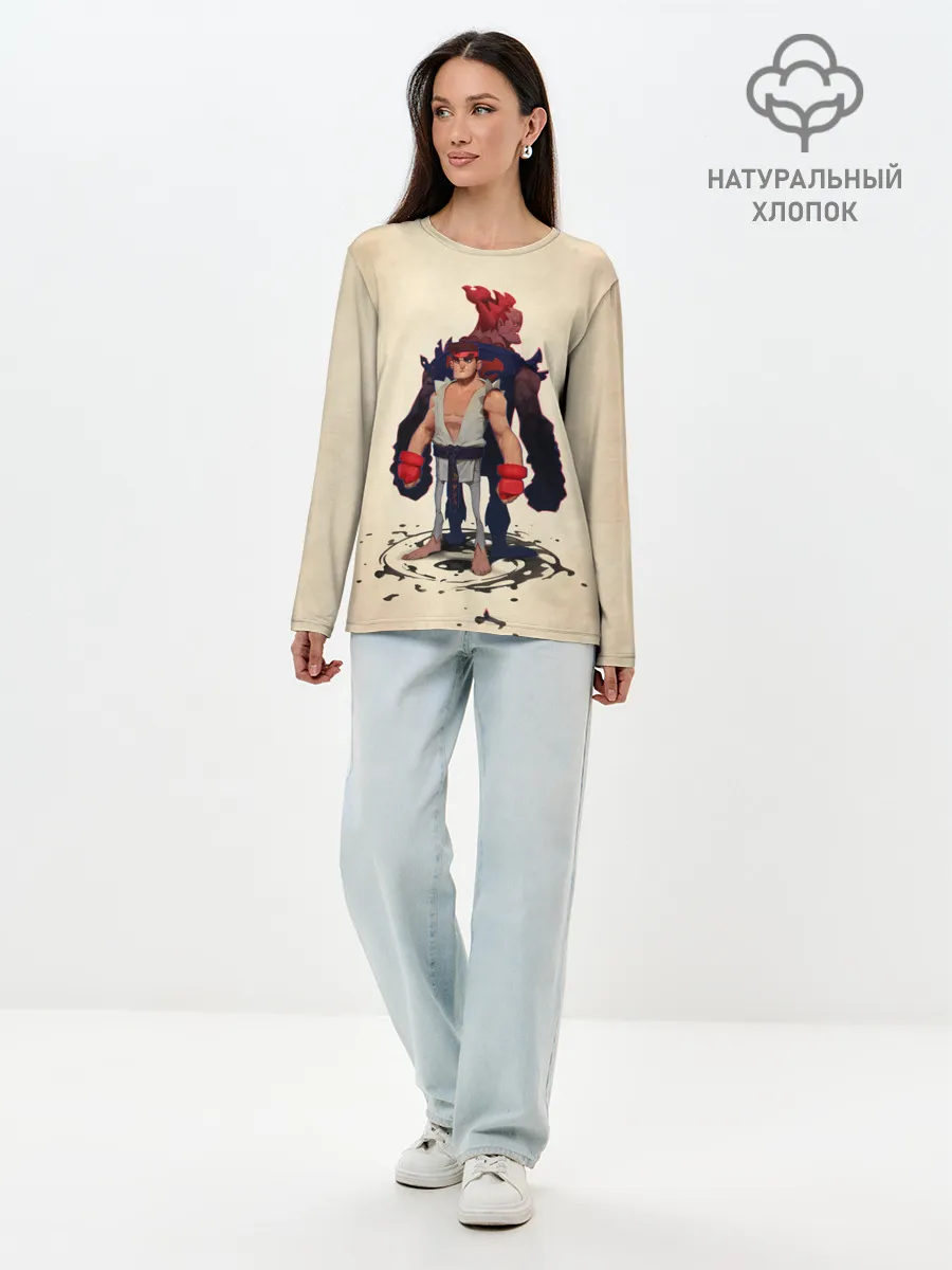 Лонгслив женский. Хлопок / Рю и Акума