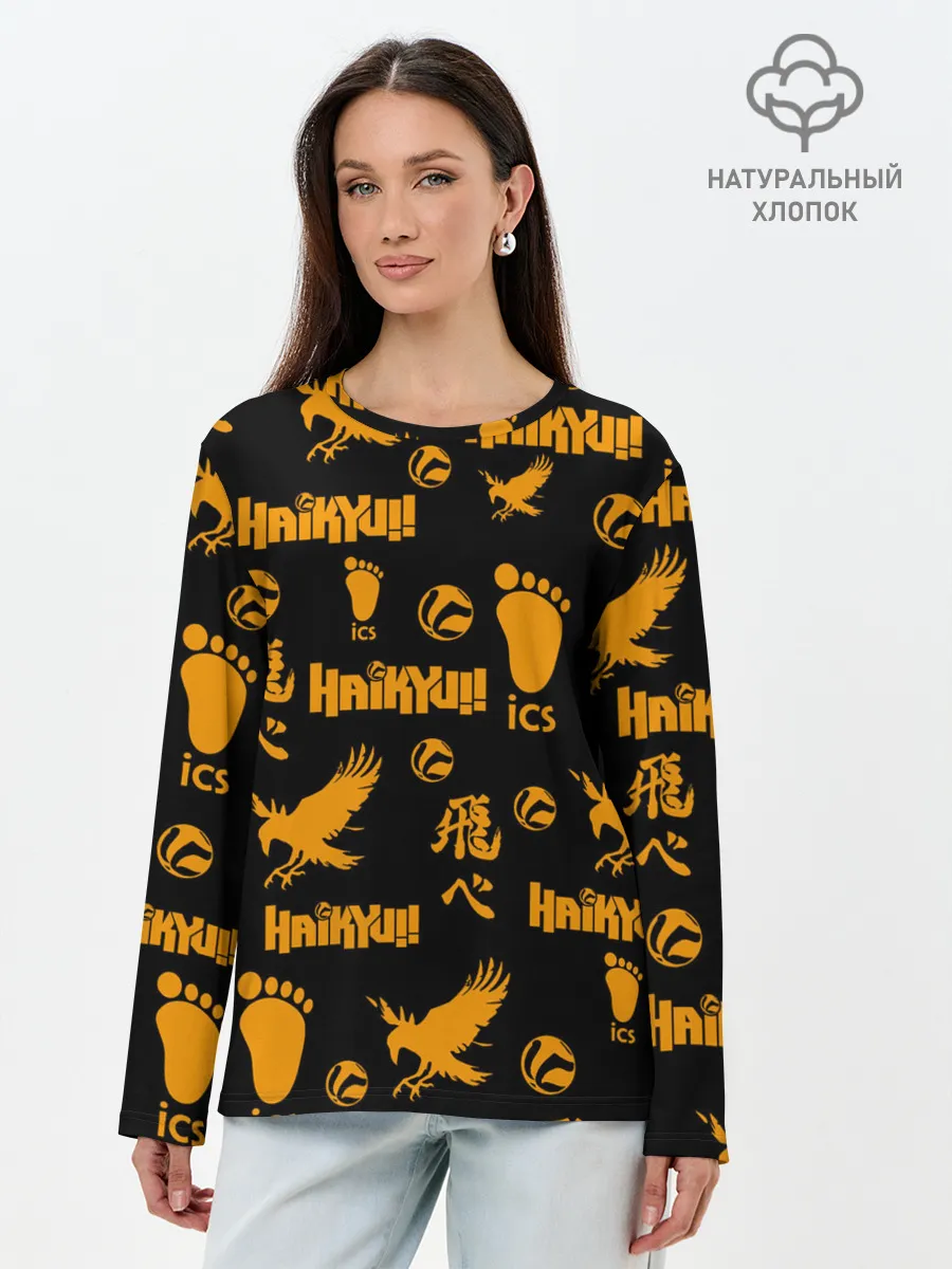 Лонгслив женский. Хлопок / Haikyu!! | ВОЛЕЙБОЛ!! элементы