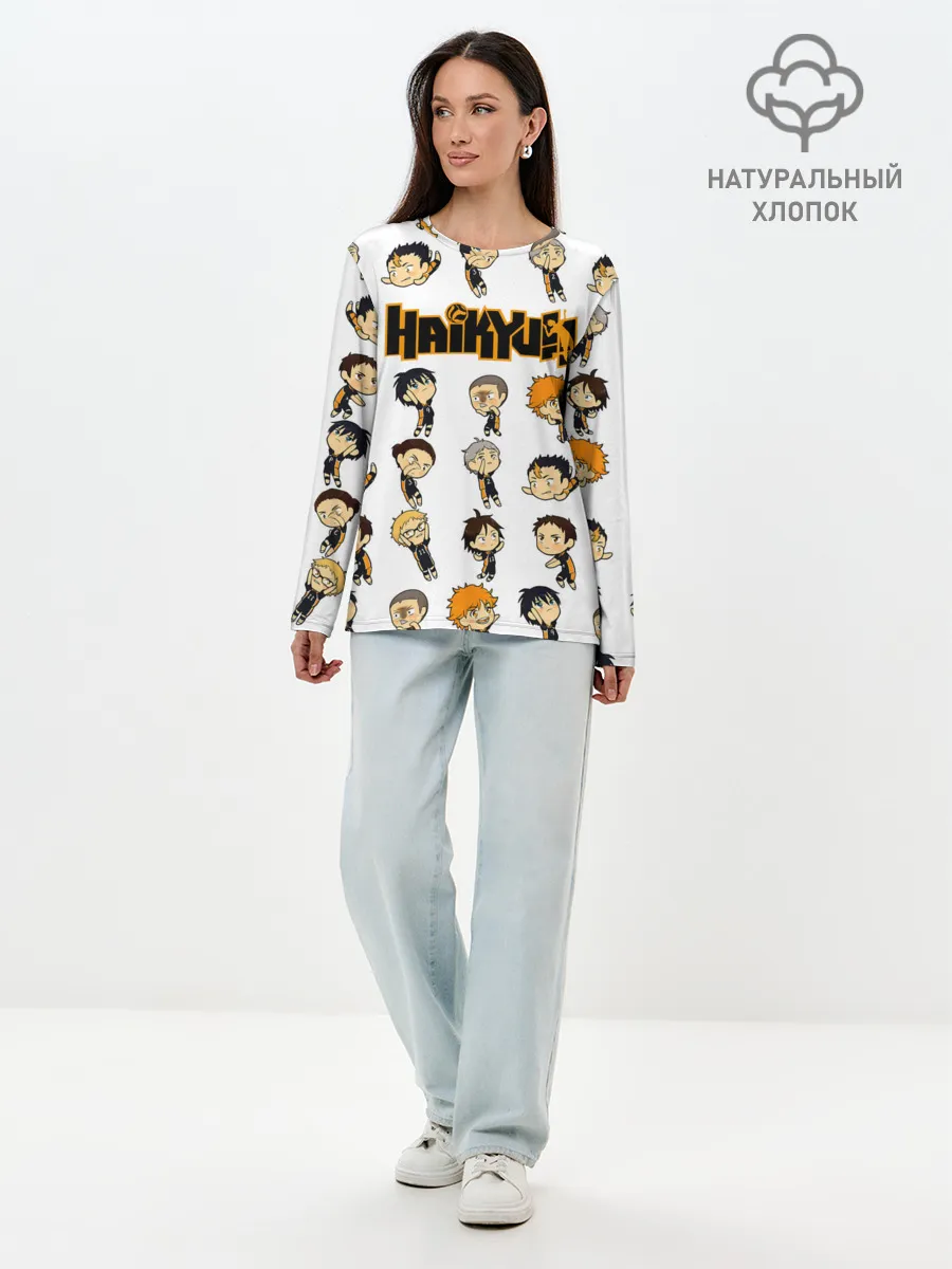 Лонгслив женский. Хлопок / Команда школы Карасуно | Haikyuu!!