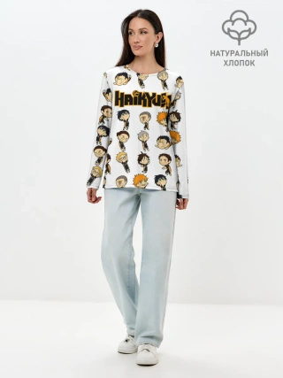 Лонгслив женский. Хлопок / Команда школы Карасуно | Haikyuu!!