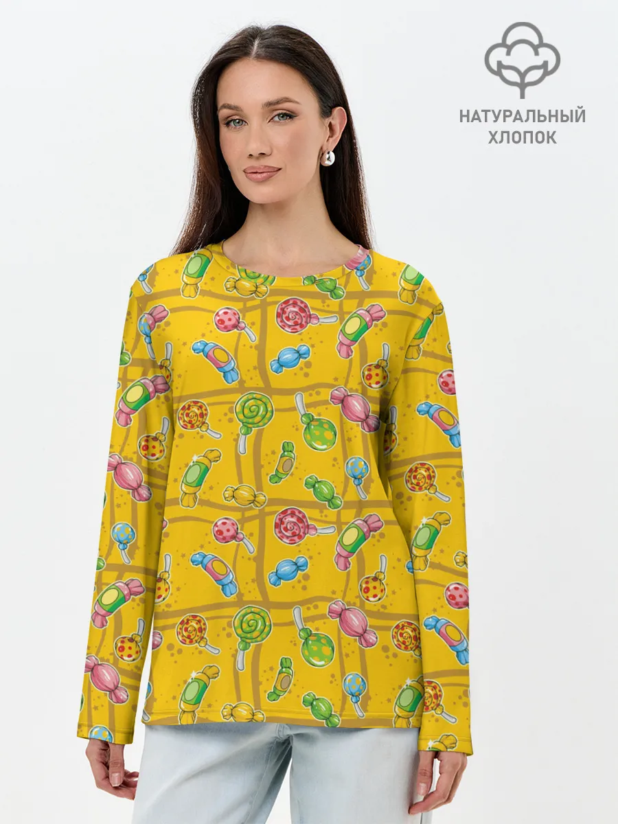 Лонгслив женский. Хлопок / Конфеты