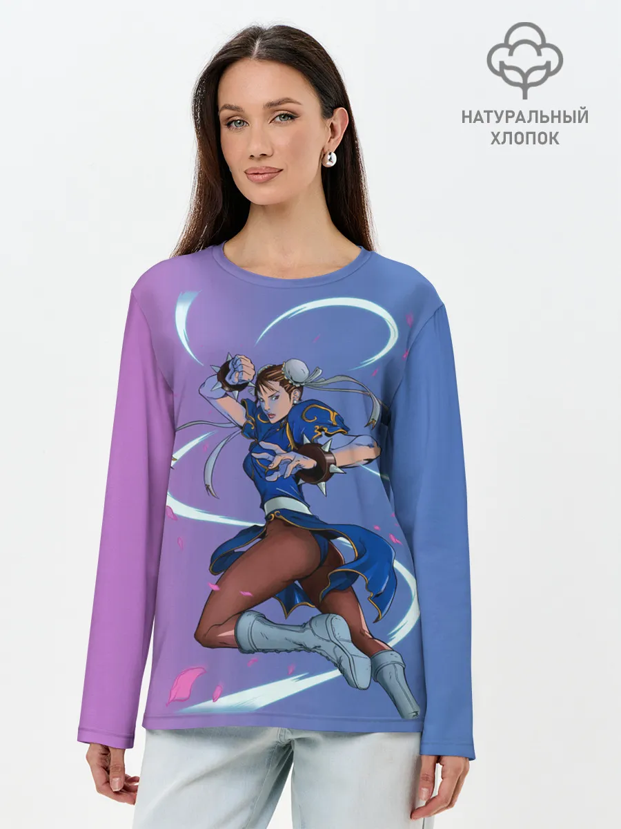 Лонгслив женский. Хлопок / Dengerous Chun Li
