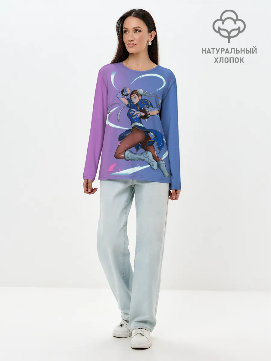 Лонгслив женский. Хлопок / Dengerous Chun Li