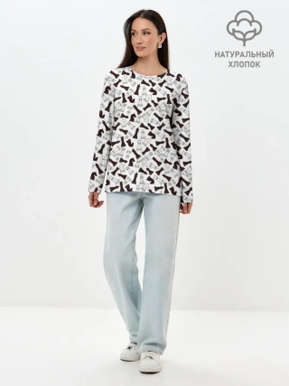 Лонгслив женский. Хлопок / Шахматные Фигуры