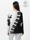 Лонгслив женский. Хлопок / Черно Белое пианино
