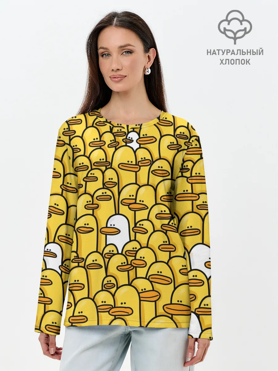 Лонгслив женский. Хлопок / Утки