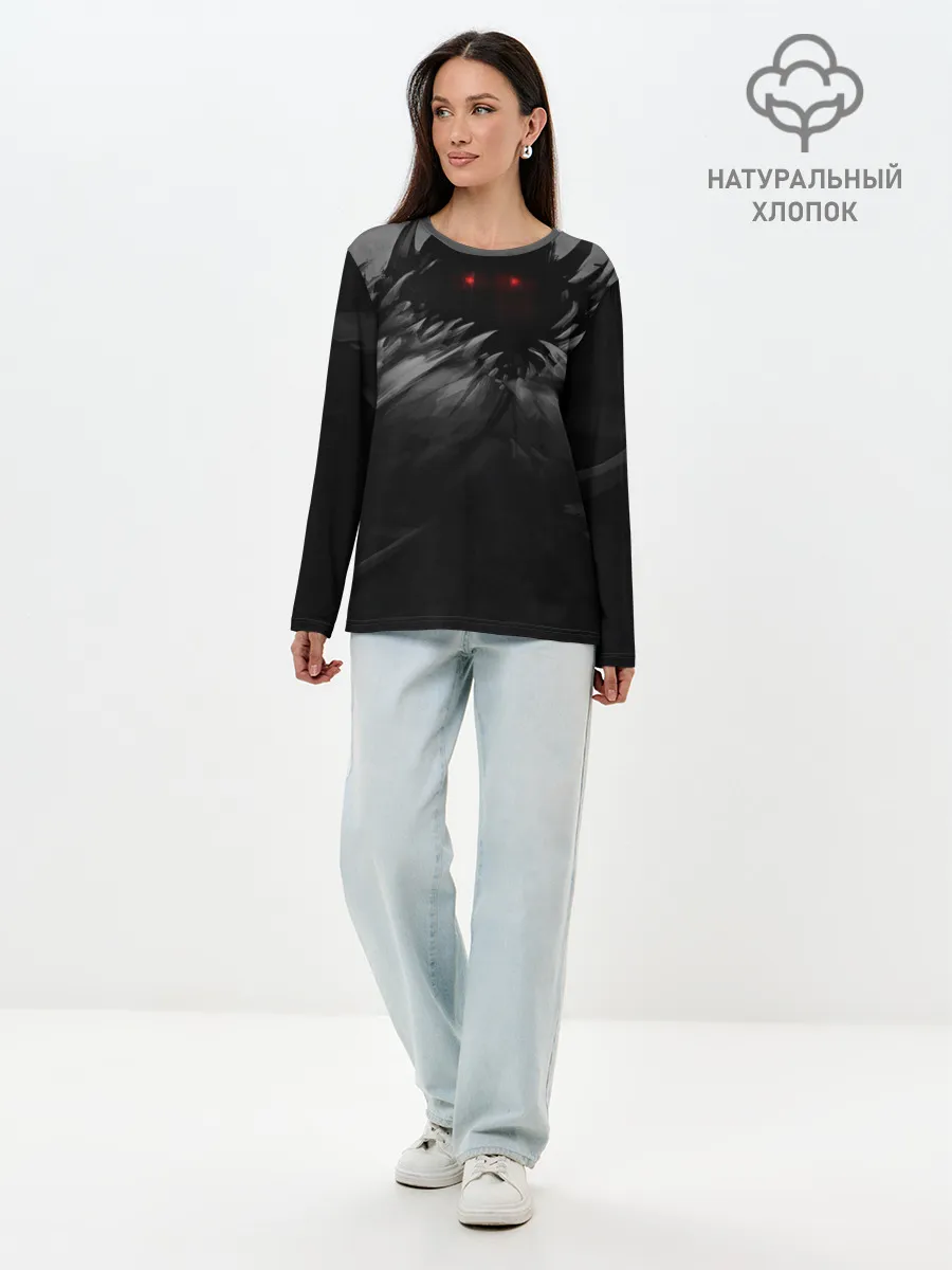 Лонгслив женский. Хлопок / Тёмный личь