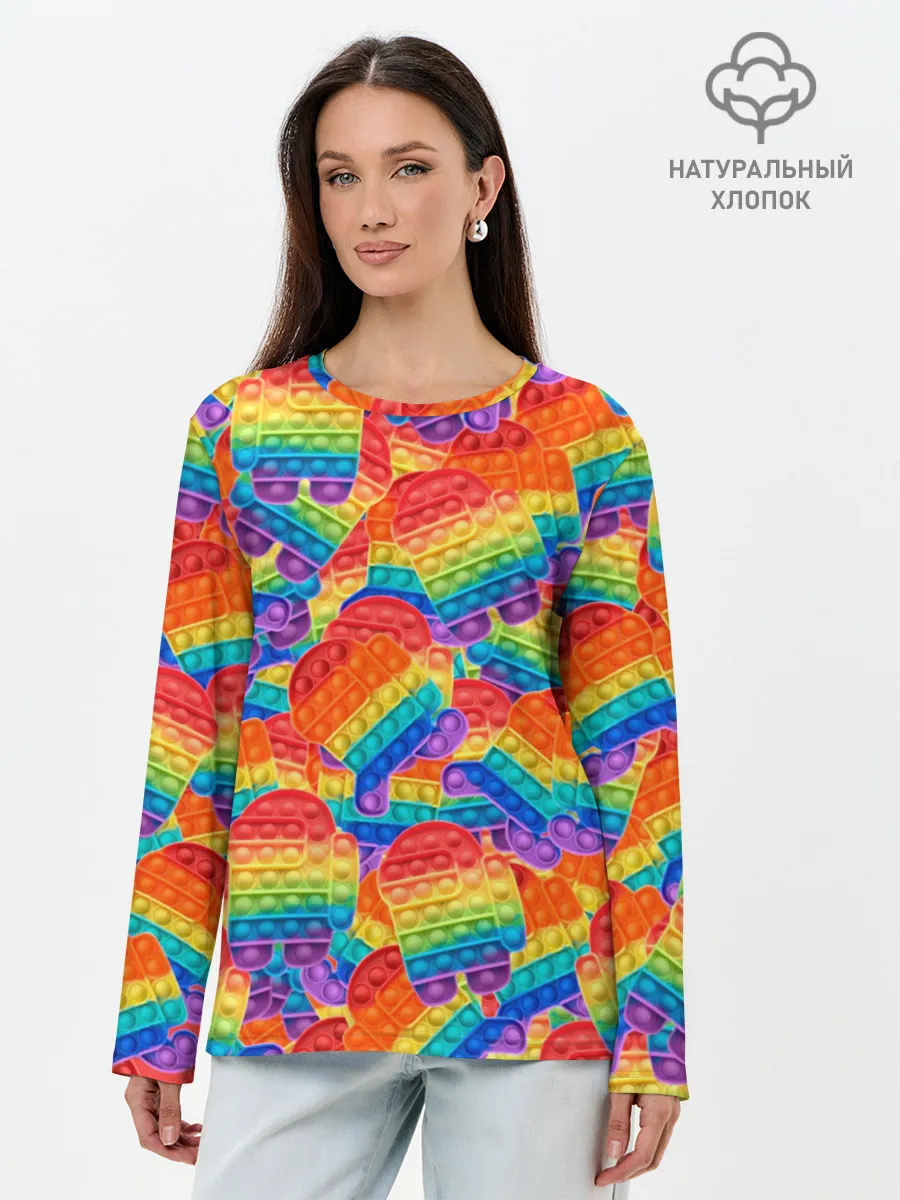 Лонгслив женский. Хлопок / Pop it Among Us