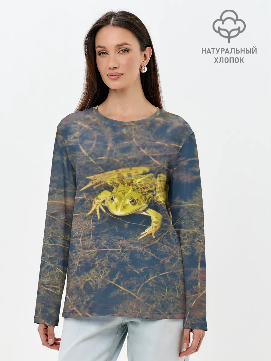 Лонгслив женский. Хлопок / Лягушка