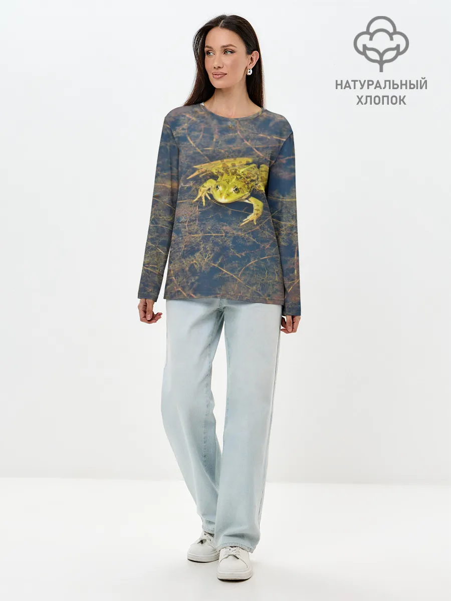 Лонгслив женский. Хлопок / Лягушка