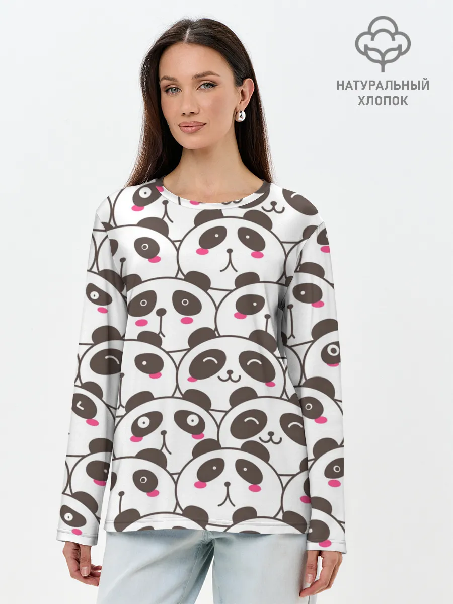 Лонгслив женский. Хлопок / Панд много не бывает