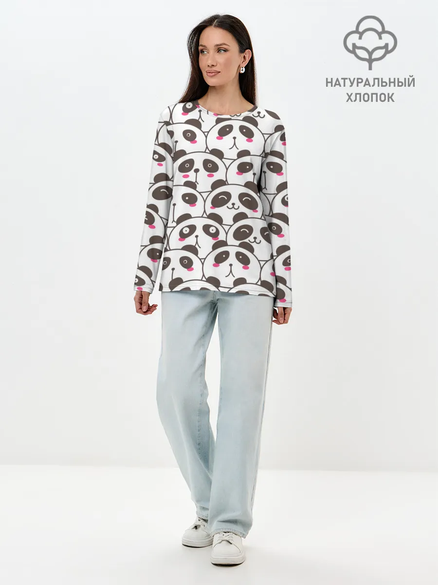 Лонгслив женский. Хлопок / Панд много не бывает