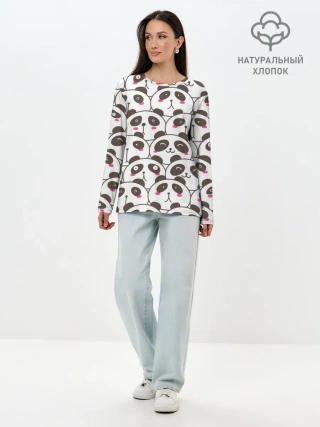 Лонгслив женский. Хлопок / Панд много не бывает