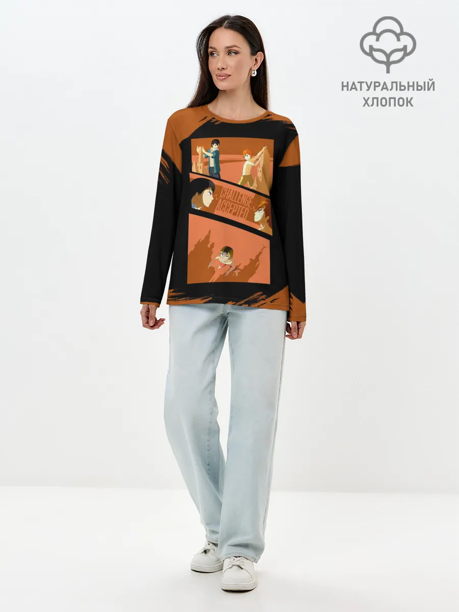 Лонгслив женский. Хлопок / Противостояние Хината и Кагеяма | Haikyuu!!