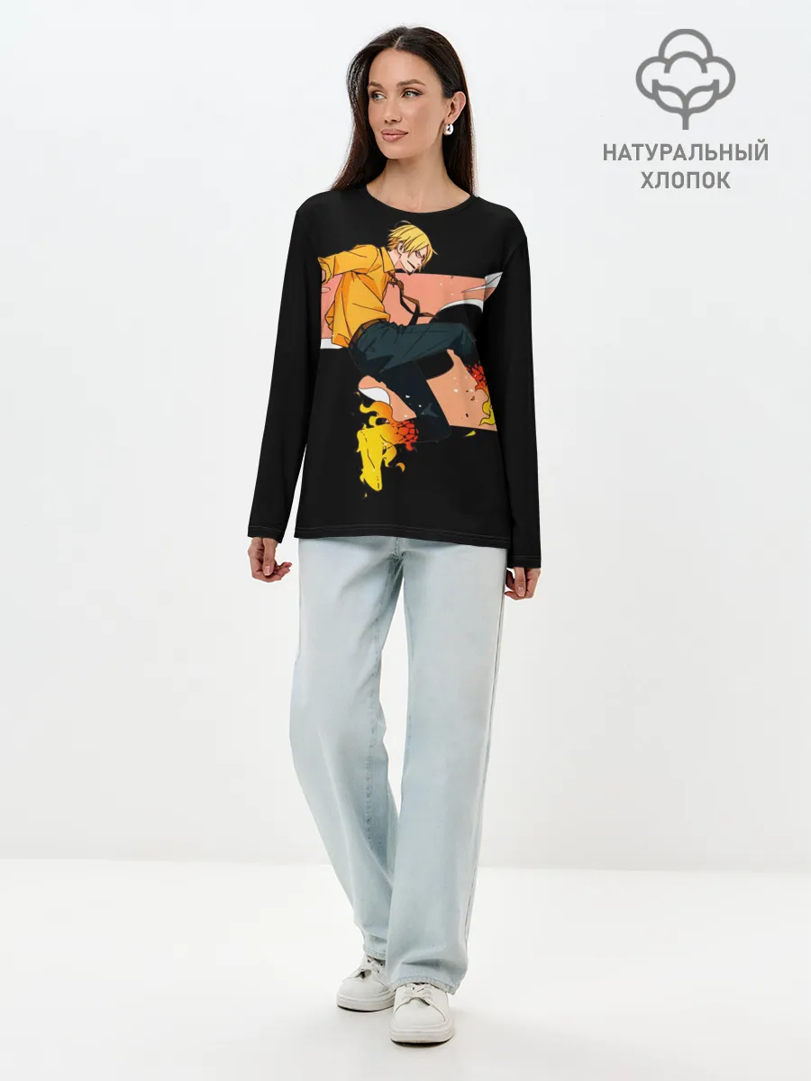 Лонгслив женский. Хлопок / Винсмок Санджи из One Piece