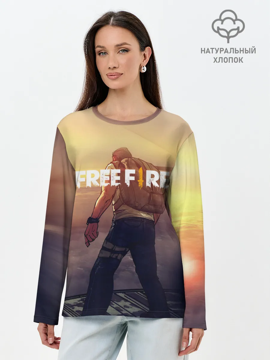 Лонгслив женский. Хлопок / FREEFIRE | БЕЙСЕР