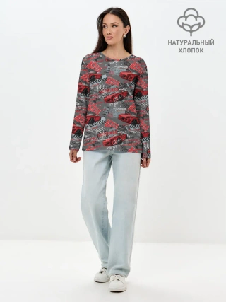 Лонгслив женский. Хлопок / Гоночная машина