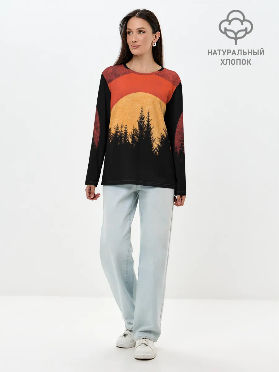 Лонгслив женский. Хлопок / ЛЕСНИК 3D