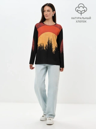 Лонгслив женский. Хлопок / ЛЕСНИК 3D