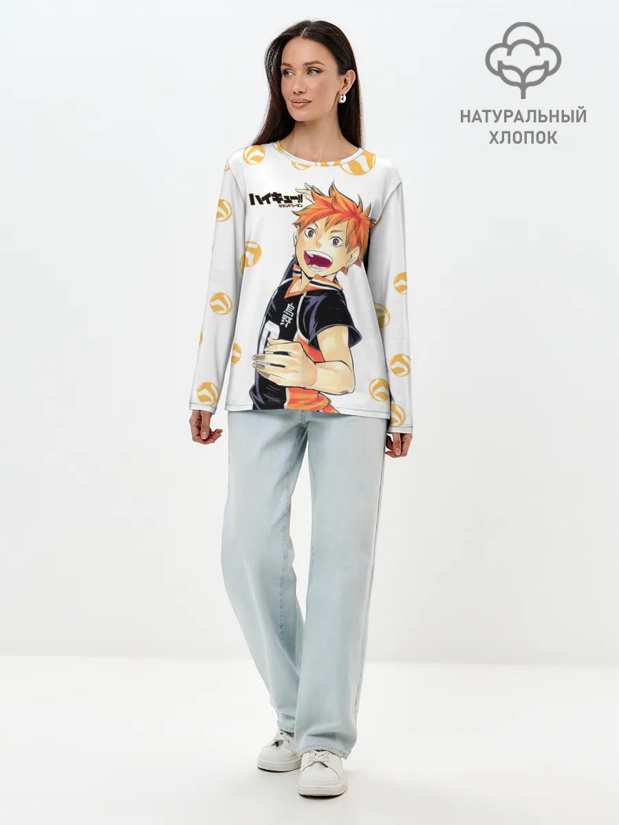 Лонгслив женский. Хлопок / Мощный удар Шоё Хината Haikyuu!!