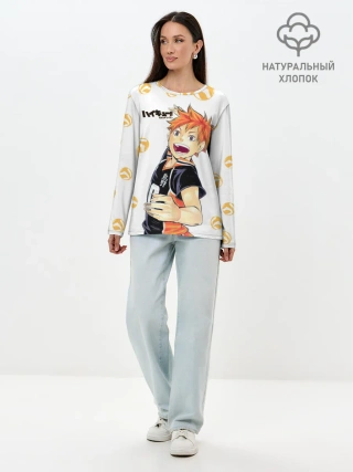 Лонгслив женский. Хлопок / Мощный удар Шоё Хината Haikyuu!!