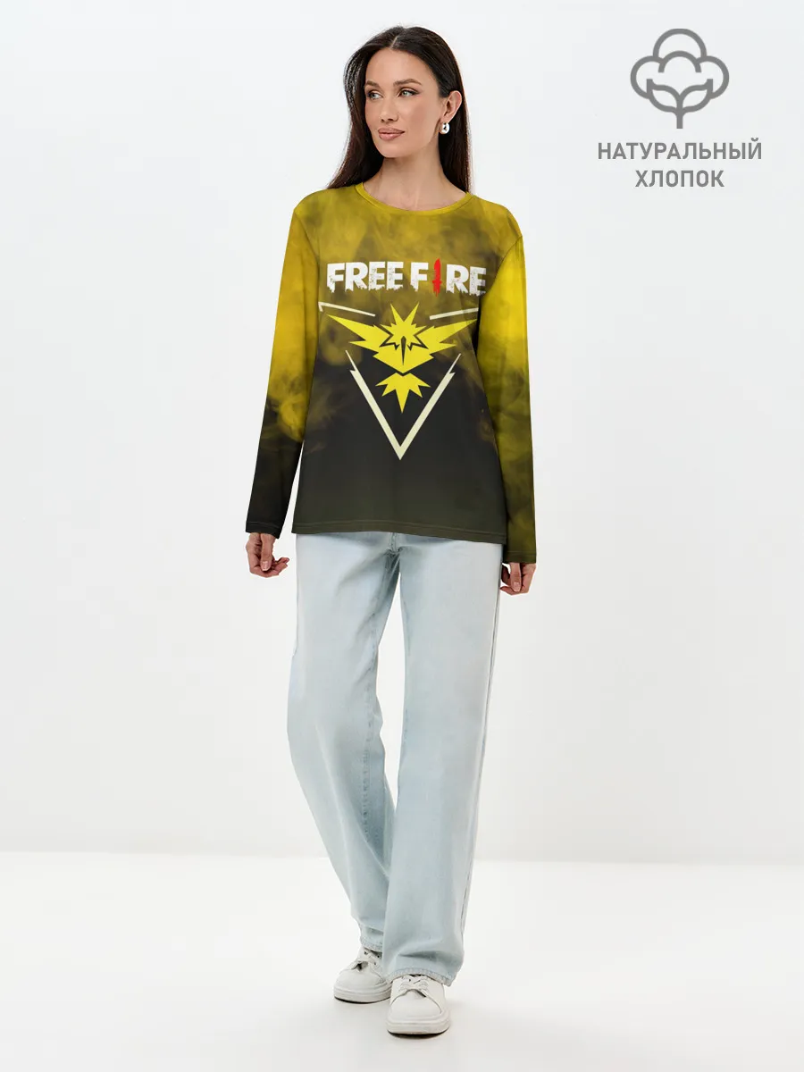 Лонгслив женский. Хлопок / FREEFIRE | YELLOW SMOKE