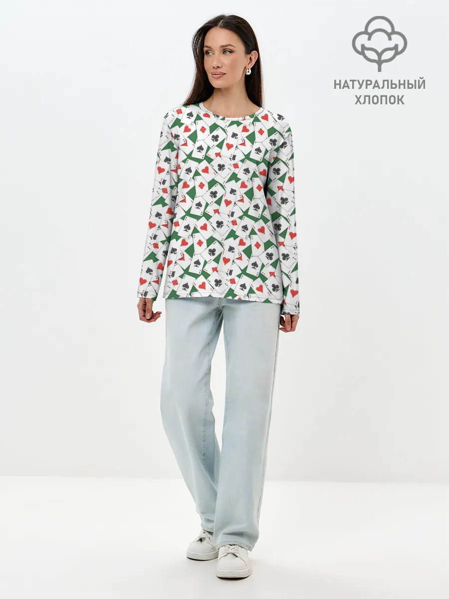 Лонгслив женский. Хлопок / Тузы