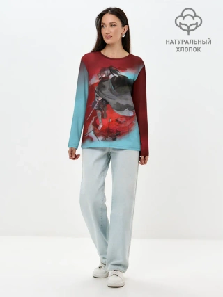 Лонгслив женский. Хлопок / ХЯККИМАРУ | ДОРОРО | DORORO