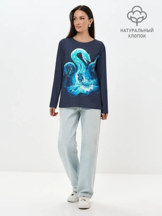 Лонгслив женский. Хлопок / Kraken is here