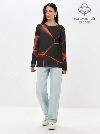 Лонгслив женский. Хлопок / Лава 3D