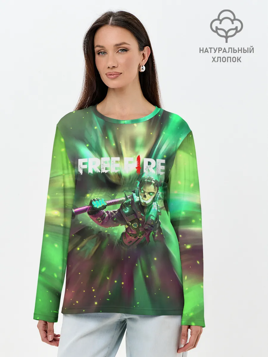 Лонгслив женский. Хлопок / FREEFIRE | Battlegrounds