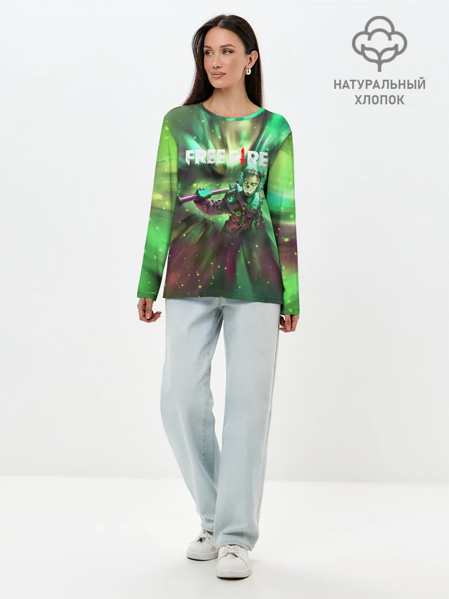 Лонгслив женский. Хлопок / FREEFIRE | Battlegrounds