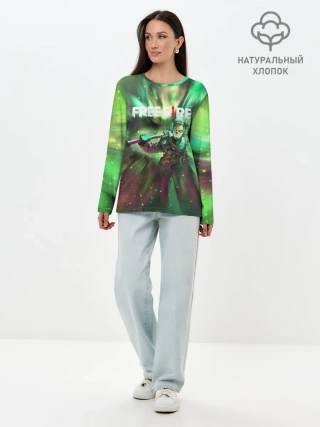 Лонгслив женский. Хлопок / FREEFIRE | Battlegrounds