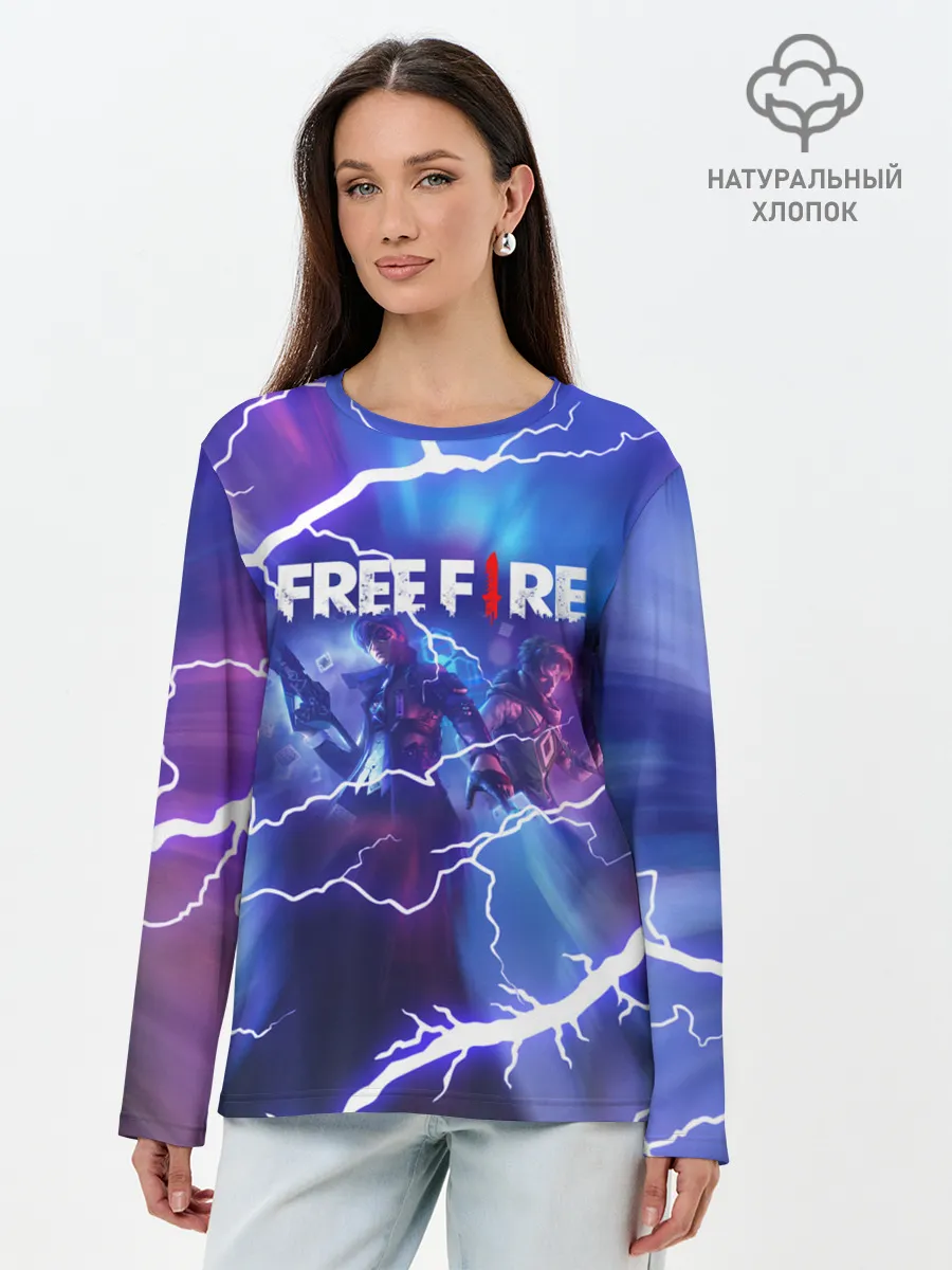 Лонгслив женский. Хлопок / FREEFIRE | КОРОЛЕВСКАЯ БИТВА