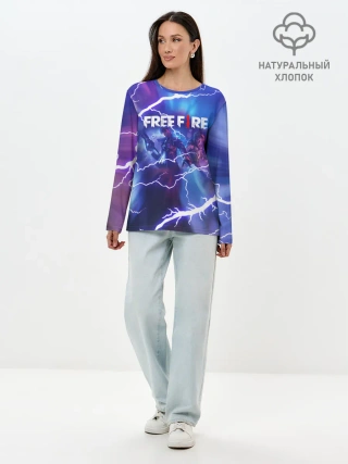 Лонгслив женский. Хлопок / FREEFIRE | КОРОЛЕВСКАЯ БИТВА