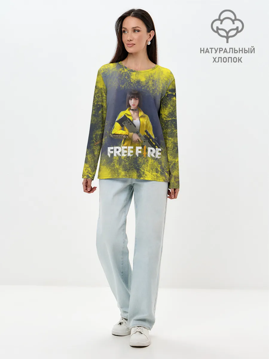 Лонгслив женский. Хлопок / GARENA FREEFIRE | БАТЛГРАУНД
