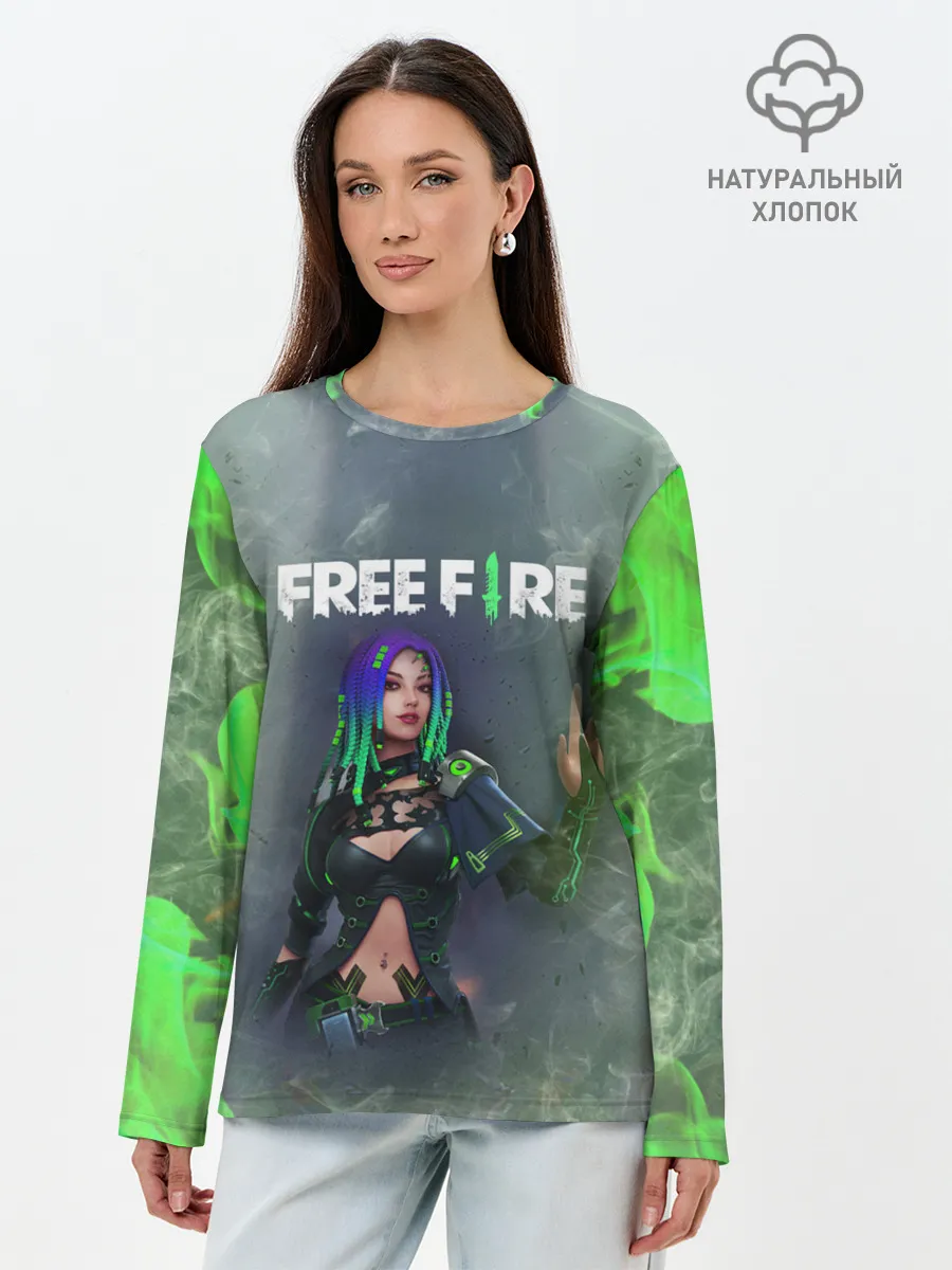 Лонгслив женский. Хлопок / Фри Фаер | Garena Free Fire