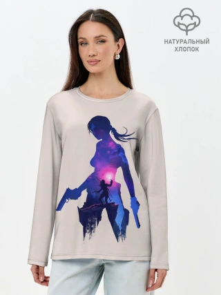Лонгслив женский. Хлопок / Лара с оружием