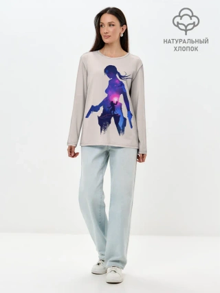 Лонгслив женский. Хлопок / Лара с оружием