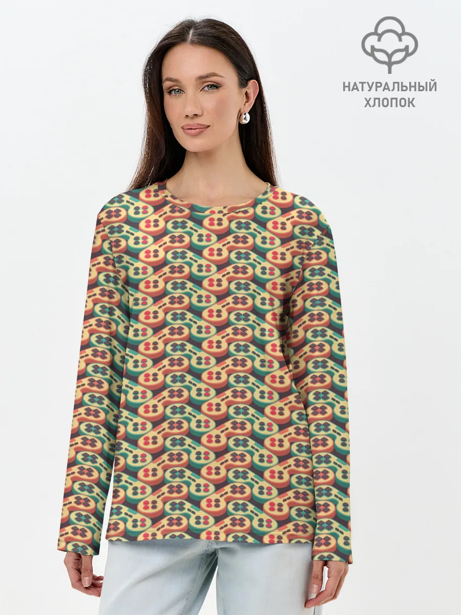 Лонгслив женский. Хлопок / Джойстики