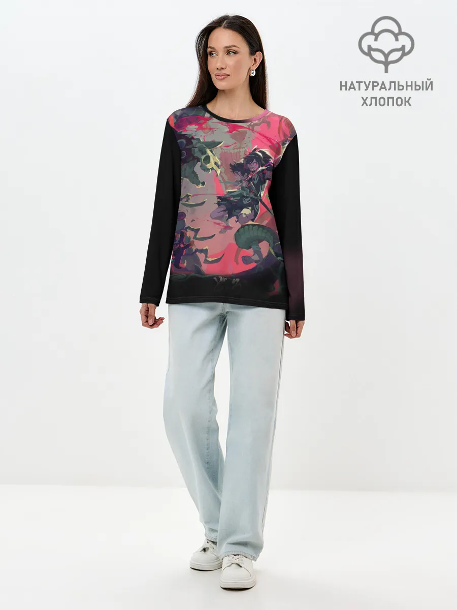 Лонгслив женский. Хлопок / СРАЖЕНИЕ С ДЕМОНАМИ | ДОРОРО