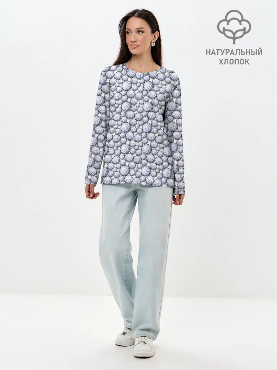 Лонгслив женский. Хлопок / Волейбольные Мячи