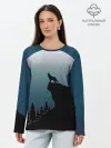 Лонгслив женский. Хлопок / ВОЛК И ЛУНА 3D