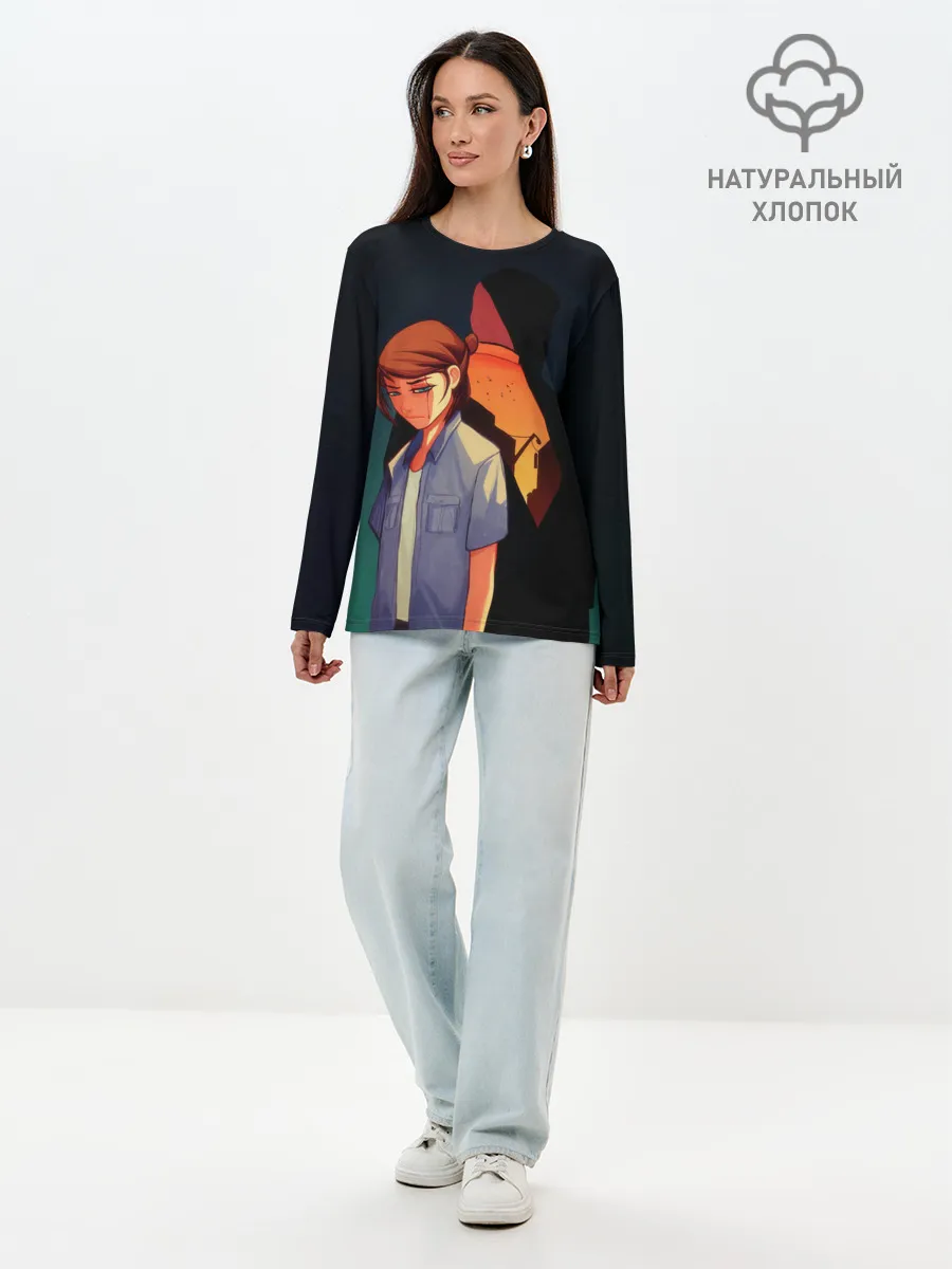 Лонгслив женский. Хлопок / Анимационные Элли и Джоел