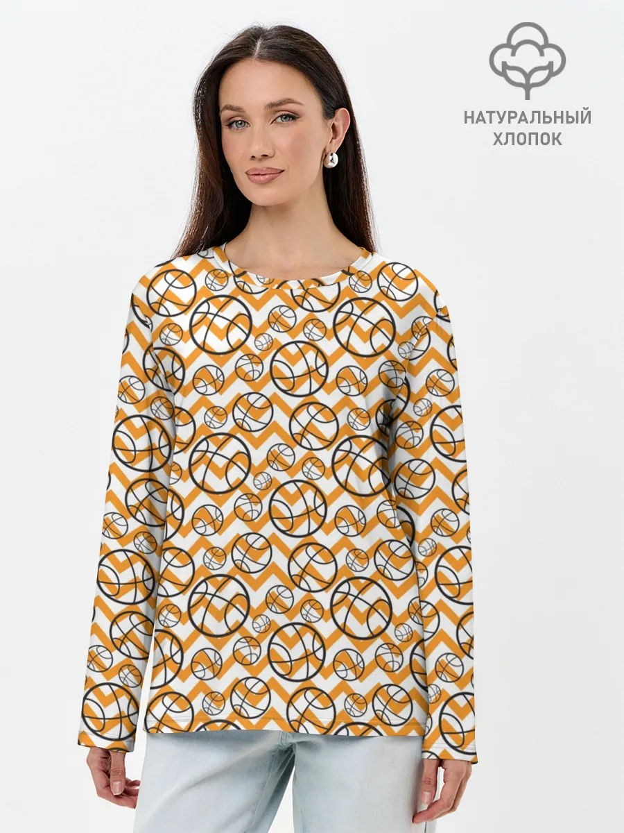 Лонгслив женский. Хлопок / Баскетбол